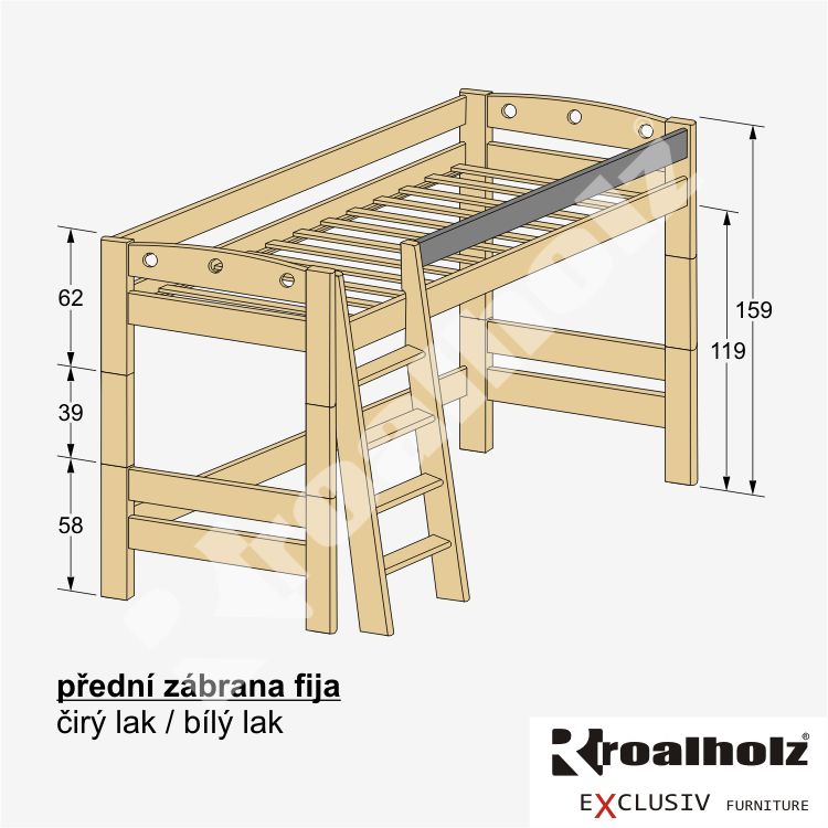 dřevěná PŘEDNÍ ZÁBRANA NVP masiv na palandy