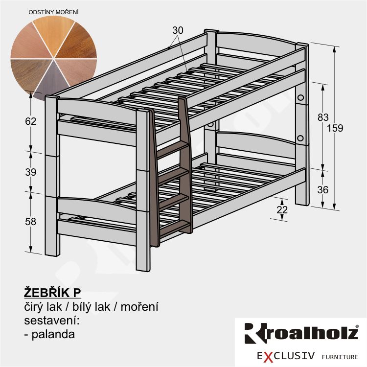 mořený ŽEBŘÍK P