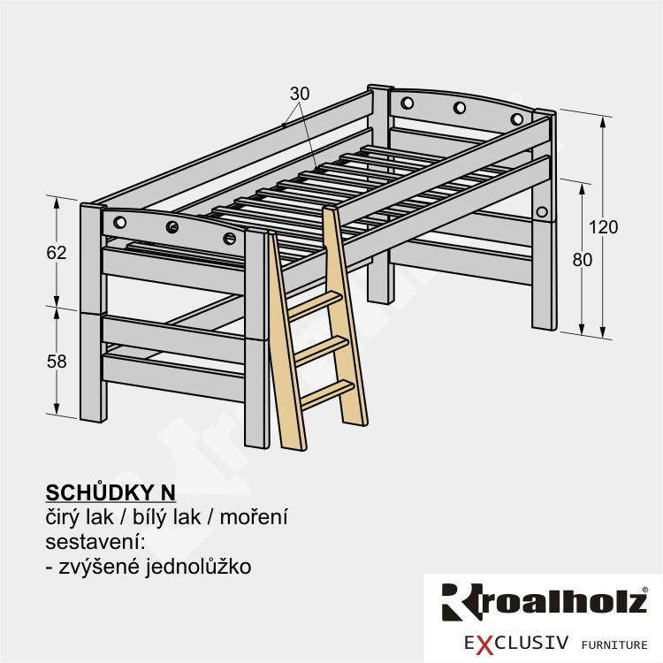 šikmé SCHŮDKY N pro sestavu zvýšeného jednolůžka