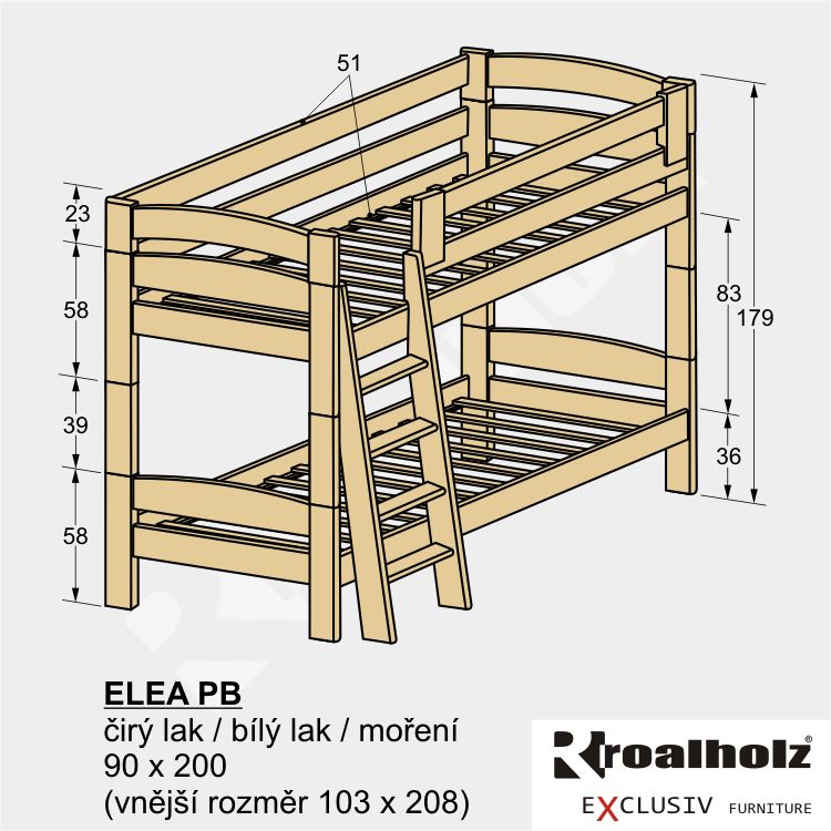 bezpečná pevná patrová palanda z masivu ELEA PB