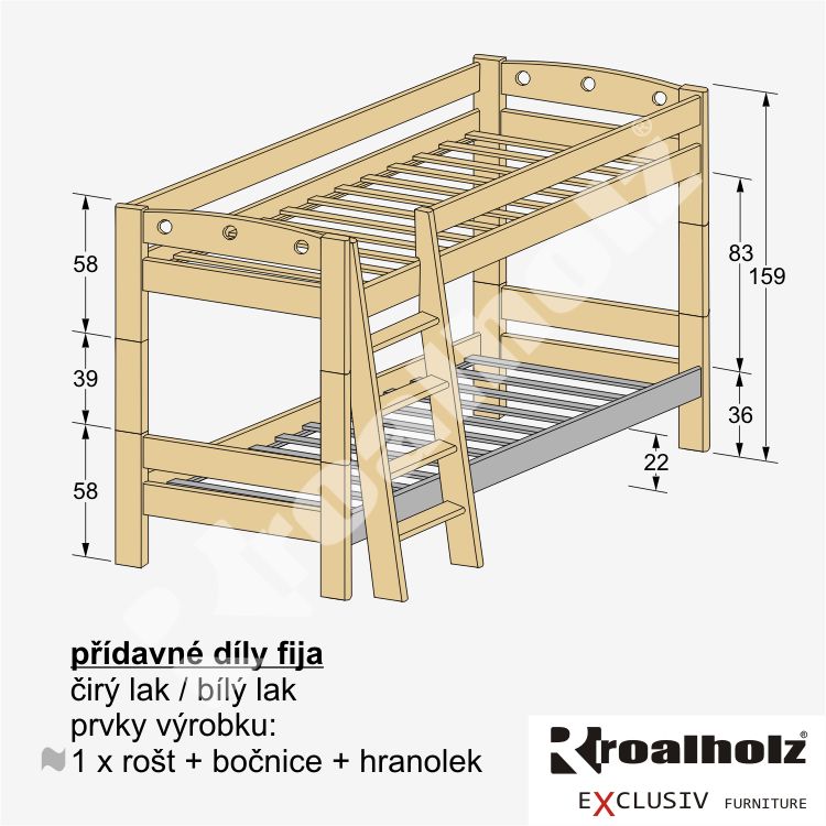 PŘÍDAVNÉ DÍLY FIJA pro vytvoření patrové postele