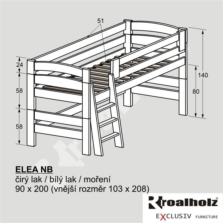 bílá nízká palanda pro děti ELEA NB bílá postel masiv