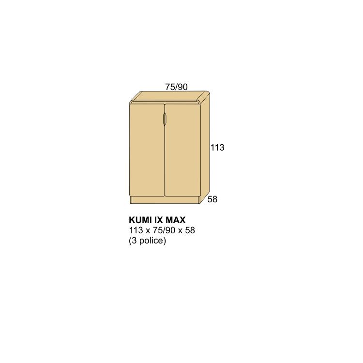 prostorný prádelník z masivu KUMI IX MAX 113x75/90x58
