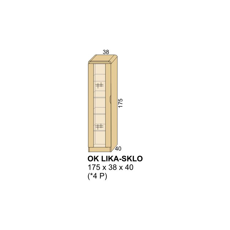 prosklená skříň masiv OK LIKA SKLO 175x38x40
