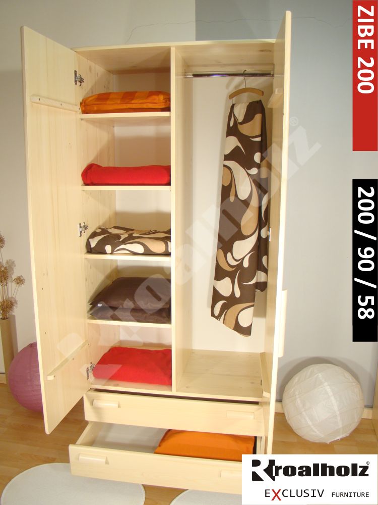 kombinovaná pološatní skříň masiv ZIBE 200x90x58