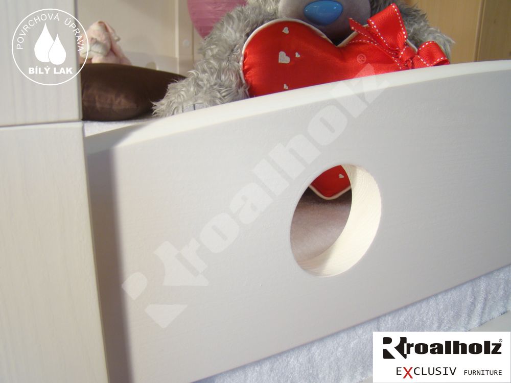 bílá patrová postel z masivu FIJA BIG rozšířená palanda