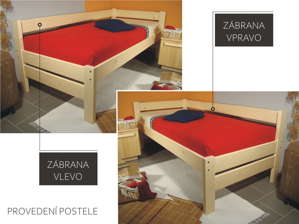 akční set SENIOR E0 - zvýšená postel se zábranou + rošt + matrace