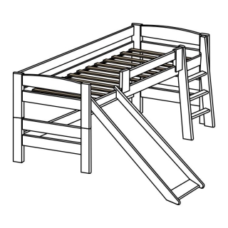 bílá zvýšená postel z masivu ELEA N + bílá SKLUZAVKA