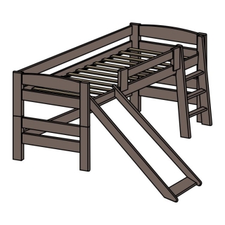 barevná zvýšená postel z masivu ELEA N + skluzavka