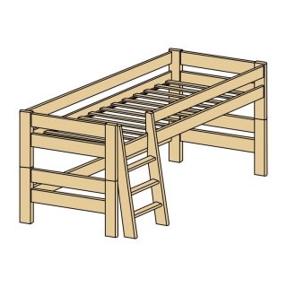 rozkládací zvýšená dětská postel z masivu INGE N