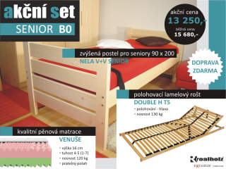 akční set SENIOR B0 - postel zvýšená + rošt + matrace