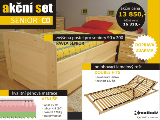 akční set SENIOR C0 - senior jednolůžko + rošt + matrace