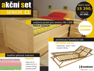 akční set SENIOR C1 - senior postel + rošt + matrace