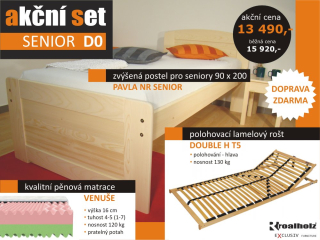 akční set SENIOR D0 - senior lůžko masiv, rošt, matrace