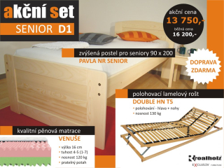 akční set SENIOR D1 - senior jednolůžko + rošt + matrace