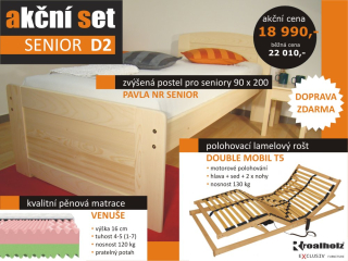 akční set SENIOR D2 - postel + motorický rošt + matrace