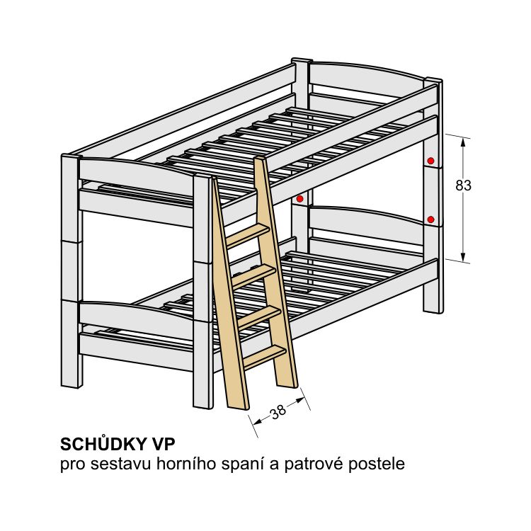  bílé nášlapné SCHŮDKY VP pro sestavu patrové postele