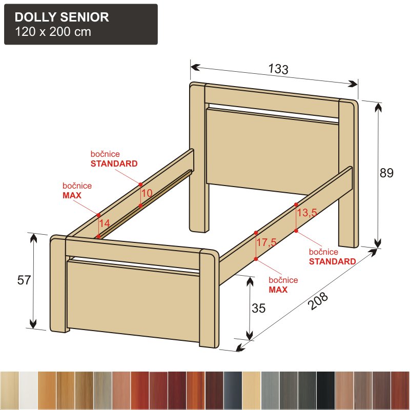 senior postel z masivu pro seniory DOLLY SENIOR 120x200