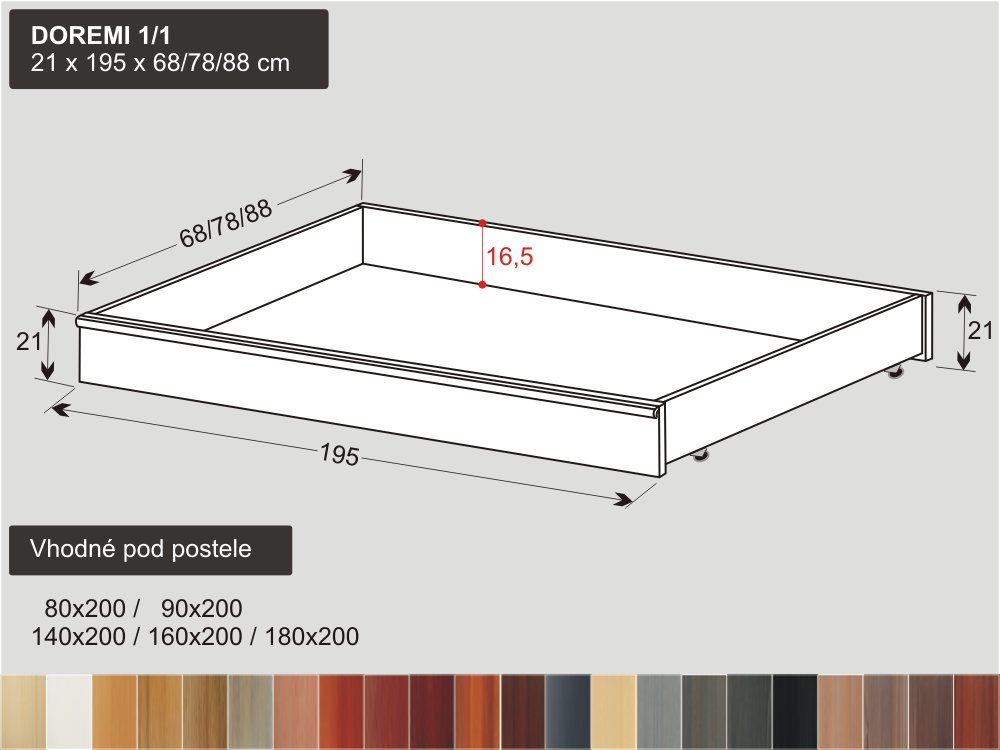 bílý úložný prostor pod postel z masivu DOREMI 1/1