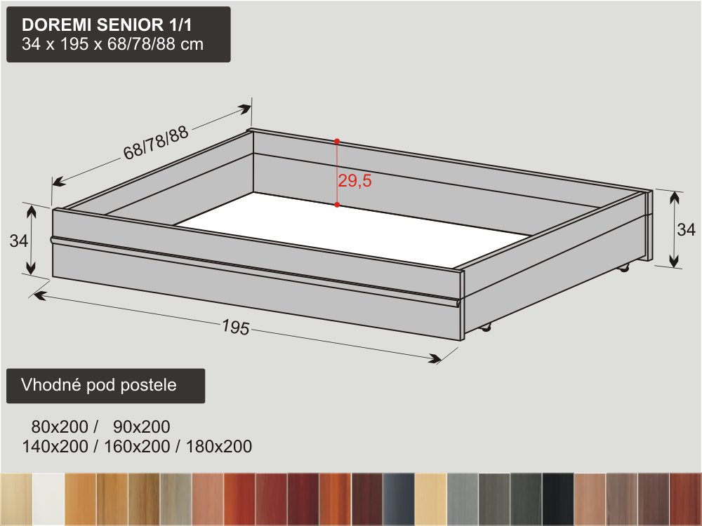 mořený celý úložný prostor masiv DOREMI SENIOR 1/1