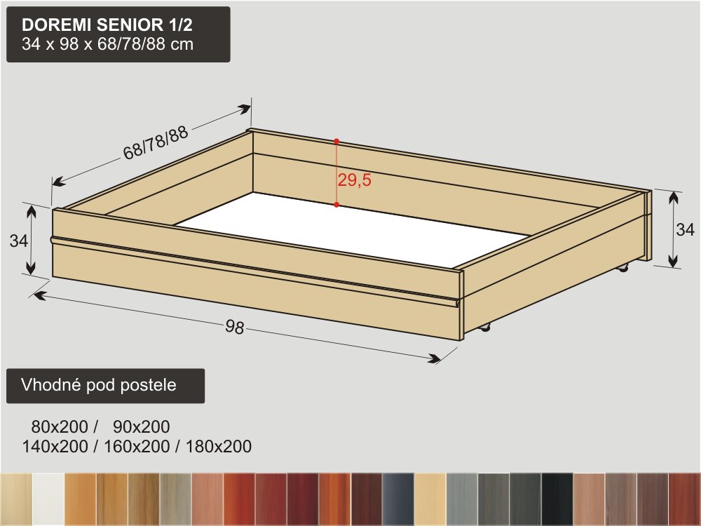 senior úložný prostor masiv půlený DOREMI SENIOR 1/2