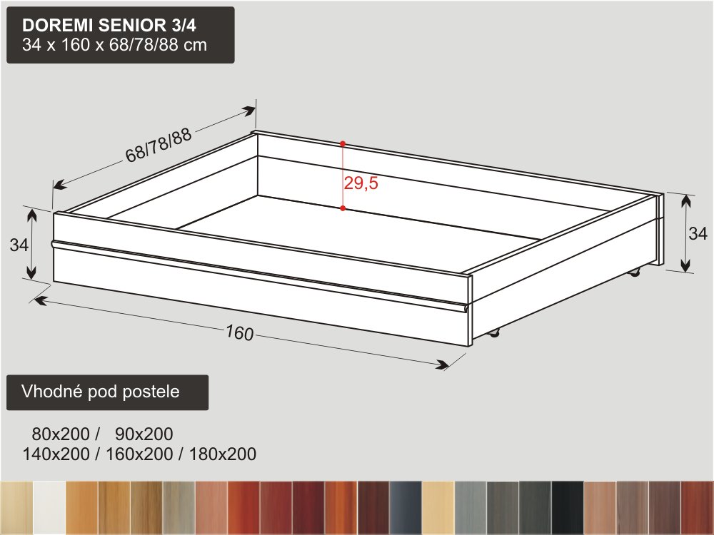 bílý senior úložný prostor masiv DOREMI SENIOR 3/4