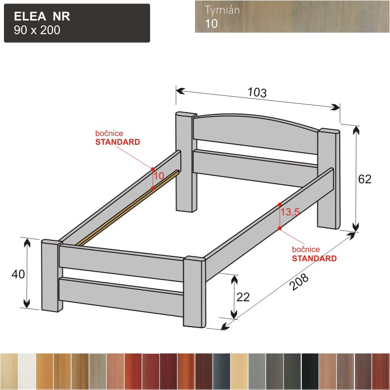 SLEVA - postel z masivu ELEA NR 90x200 / Tymián 10