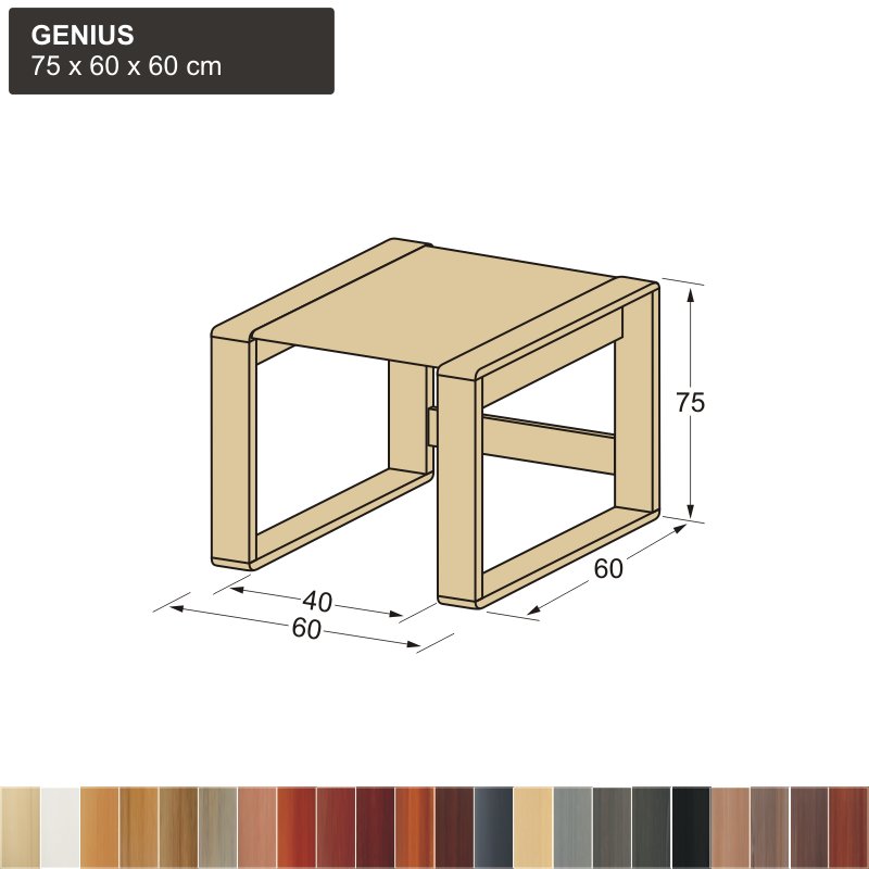 psací stůl masiv GENIUS 60 rohový a nádstavbový díl