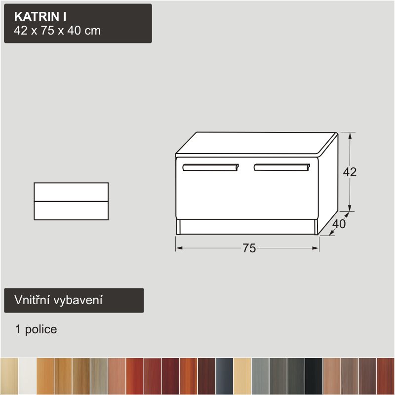 bílá nízká komoda z masivu KATRIN I, nízká bílá skříňka