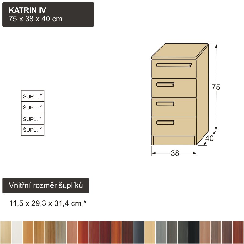 dřevěná šuplíková komoda masiv KATRIN IV