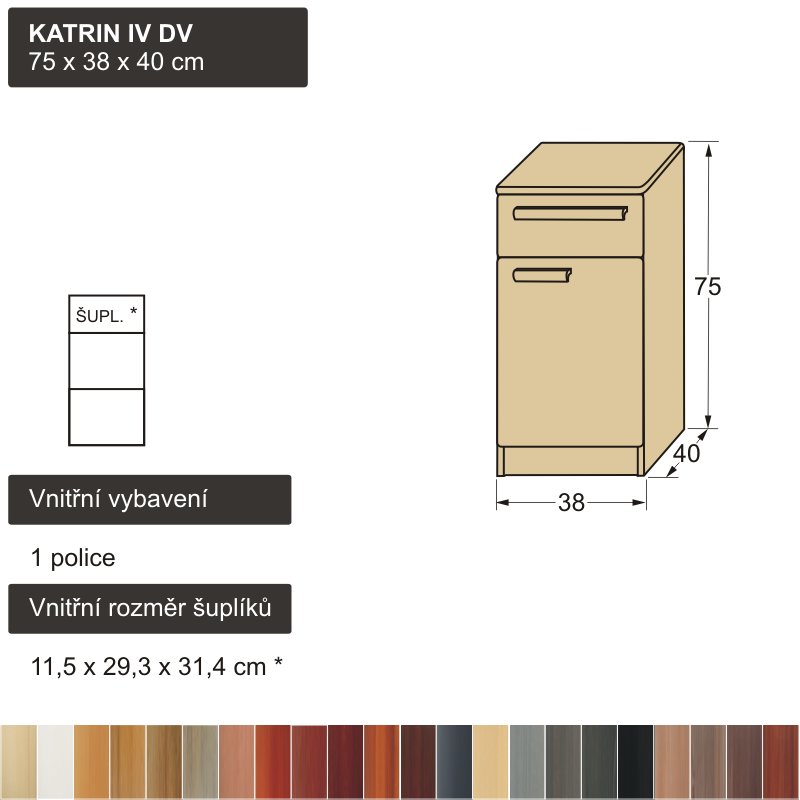 úzká komoda z masivu KATRIN IV DV