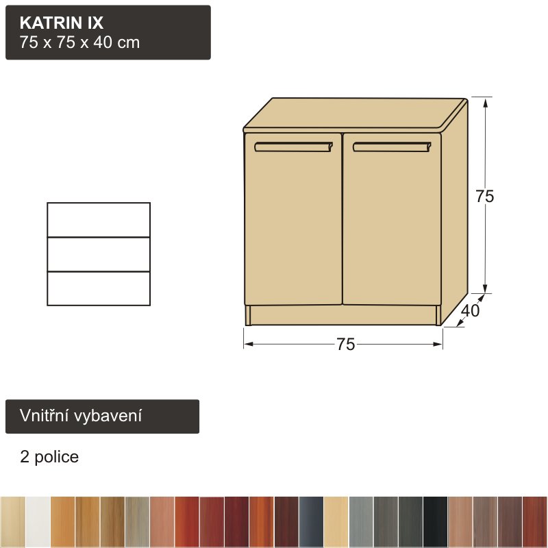 dřevěná dvířková komoda z masivu KATRIN IX