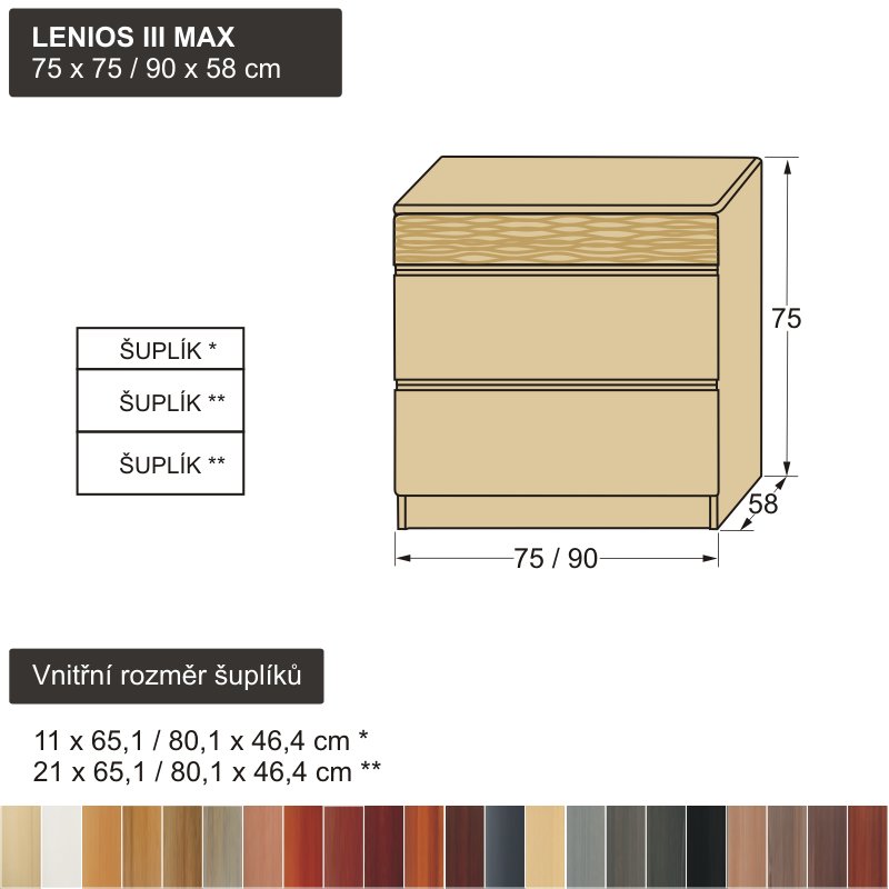 moderní design komoda z masivu LENIOS III MAX 75x75/90x58