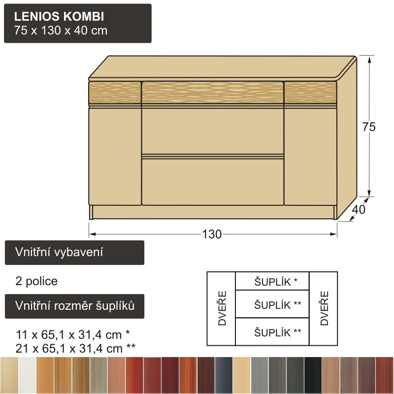 široká komoda se šuplíky LENIOS KOMBI