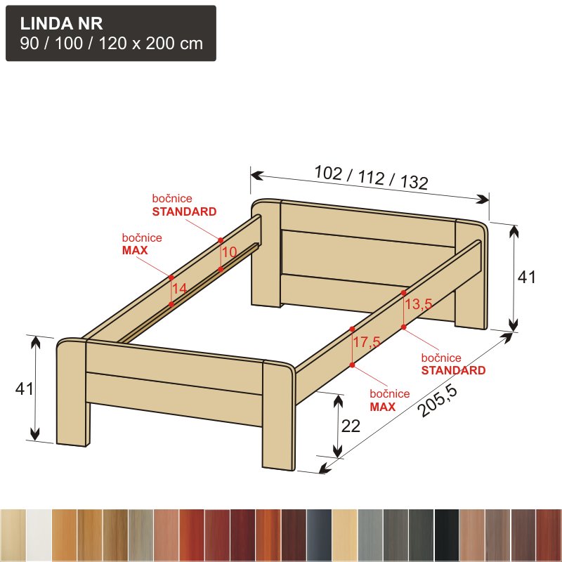 dřevěná válenda z masivu LINDA 2v1