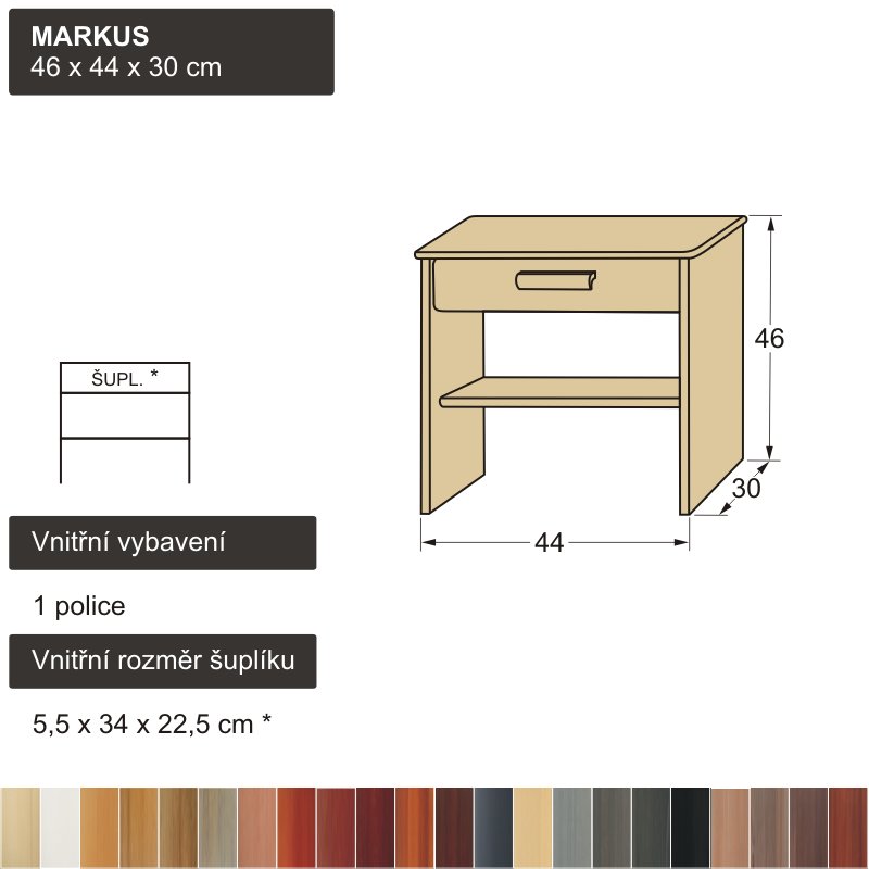 moderní noční stolek z masivu MARKUS