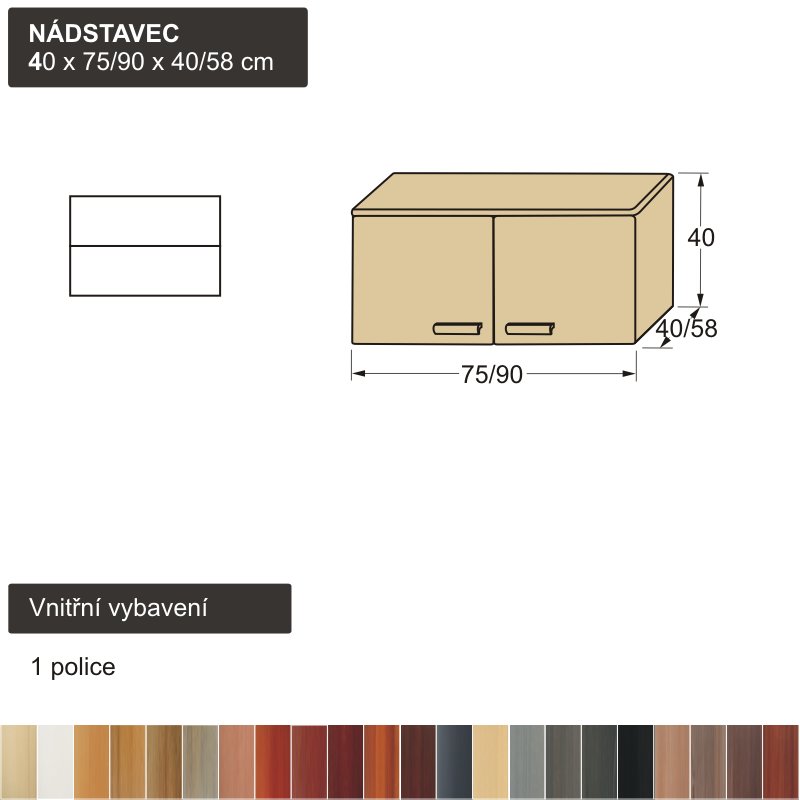 dřevěný nástavec na šatní skříň z masivu NÁDSTAVEC