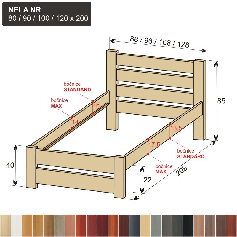 design moderní jednolůžko z masivu NELA NR