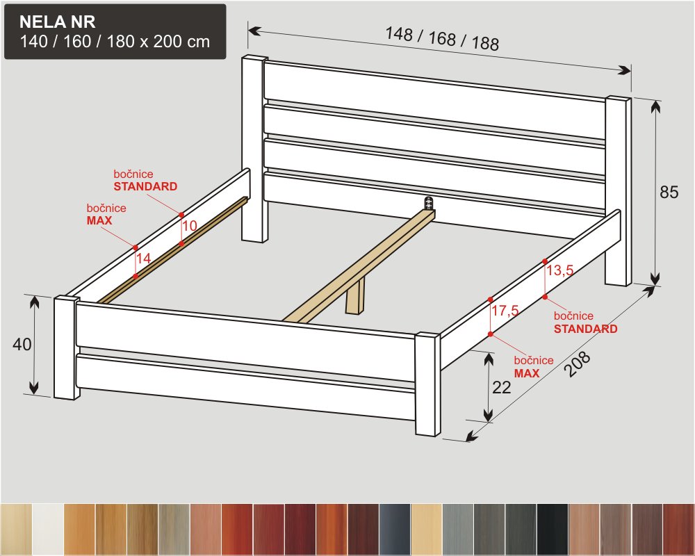bílá manželská postel masiv NELA NR, bílé dvoulůžko