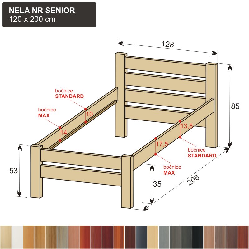 jednolůžko pro seniory masiv NELA NR SENIOR 120x200