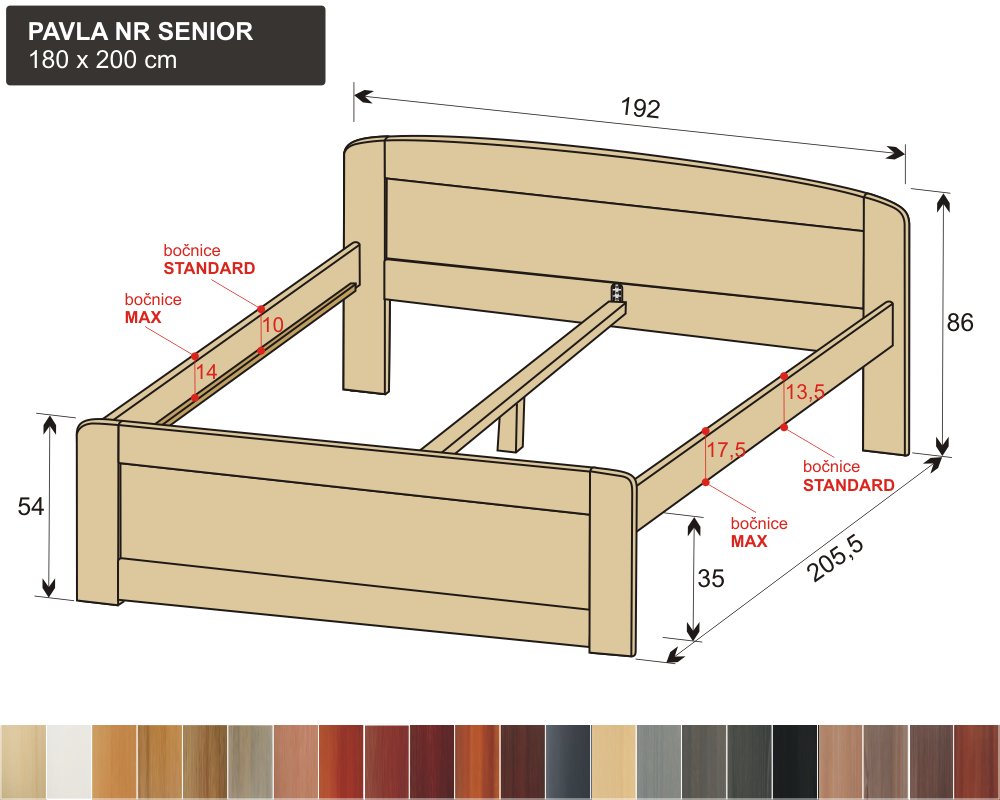 senior manželská postel masiv PAVLA NR SENIOR 180x200
