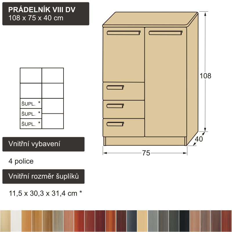 moderní prádelník z masivu PRÁDELNÍK VIII DV