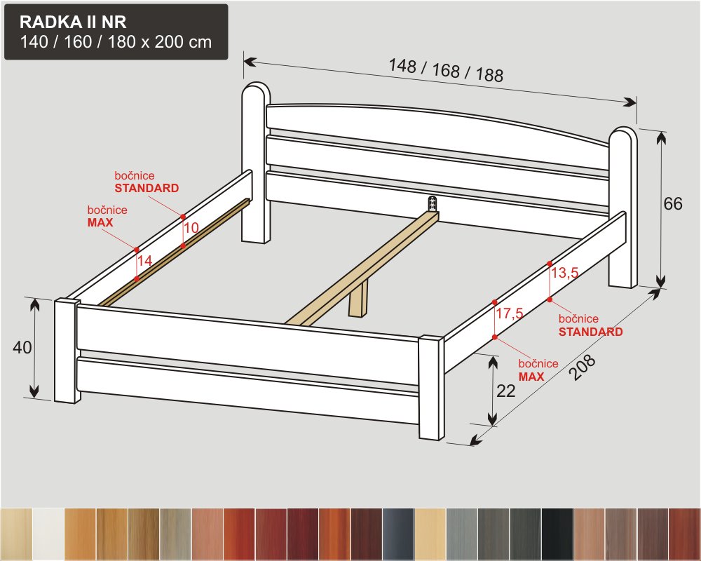 bílé manželské dvoulůžko ze smrk masivu RADKA II NR