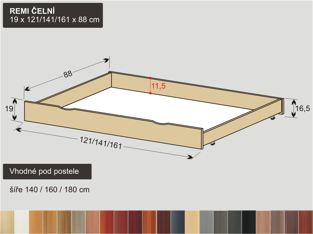 úložný prostor z čela postele masiv REMI ČELNÍ