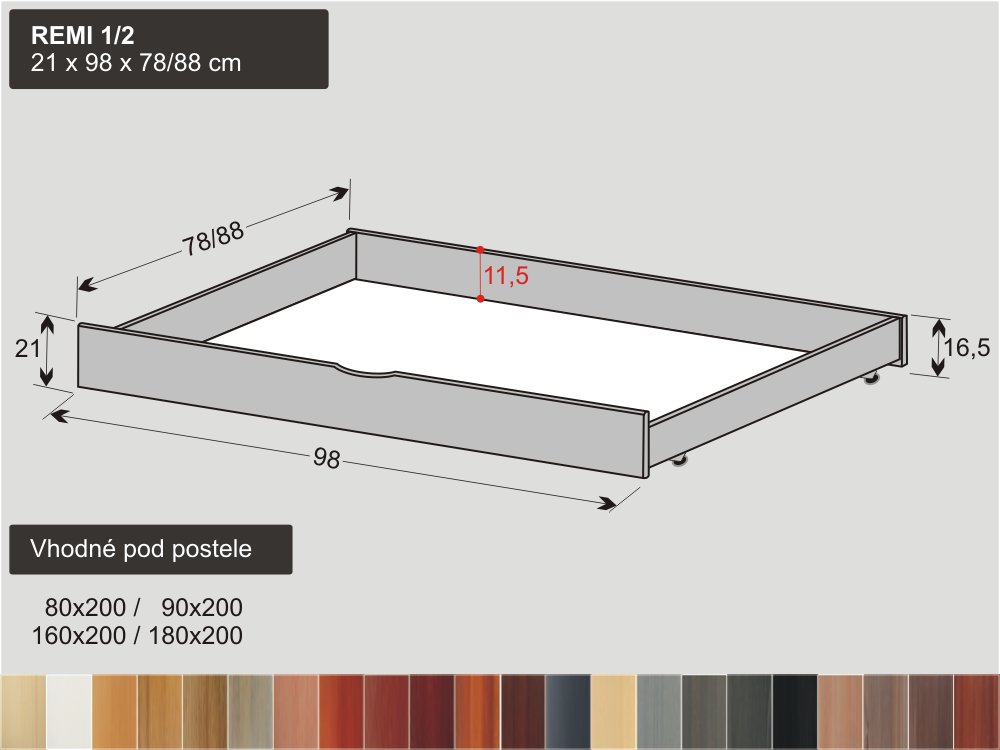 mořený půlený úložný prostor z masivu REMI 1/2
