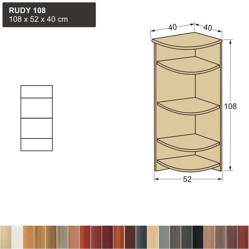 dřevěný policový roh vnější masiv RUDY 108 