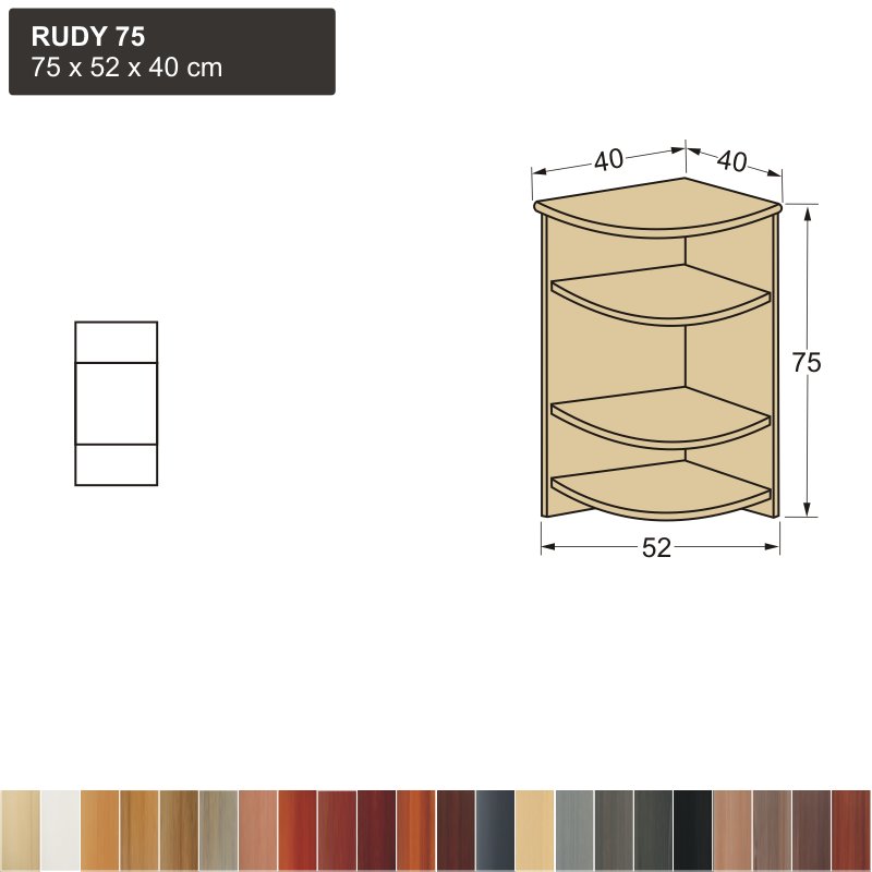 ukončovací roh komody z masivu RUDY 75 