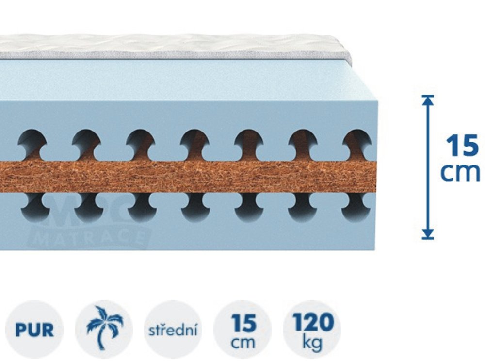 matrace s kokos deskou VIOLA NATUR 100x200 tuhost 4